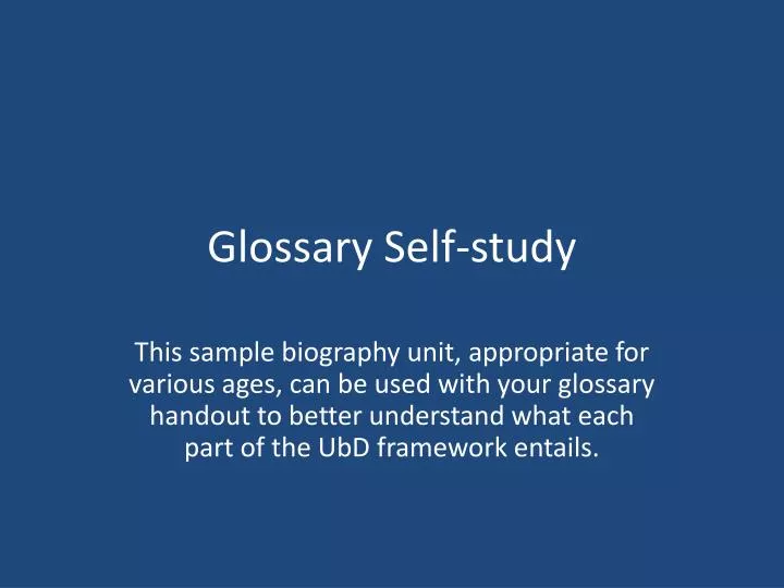 glossary self study
