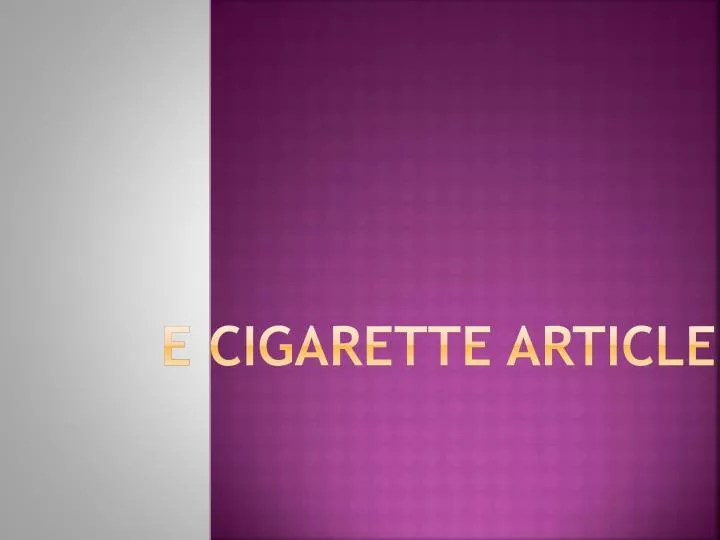 e cigarette article