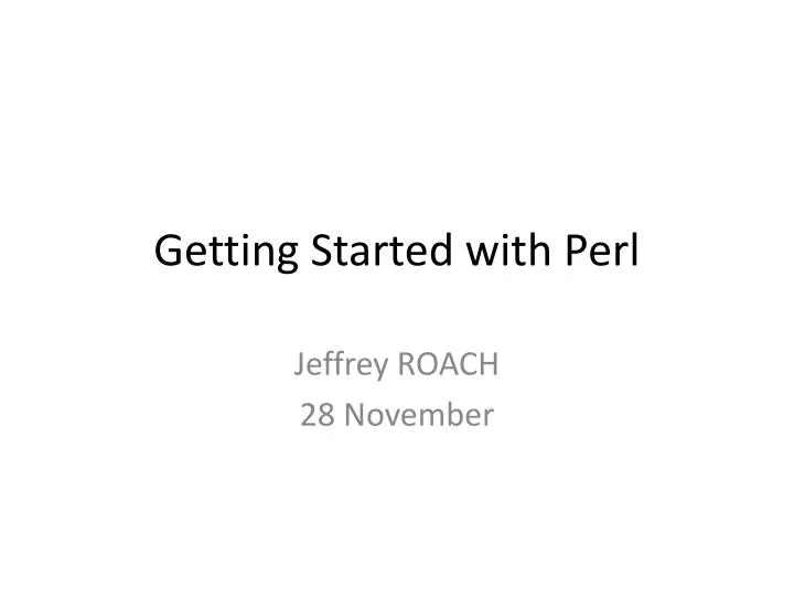 getting started with perl