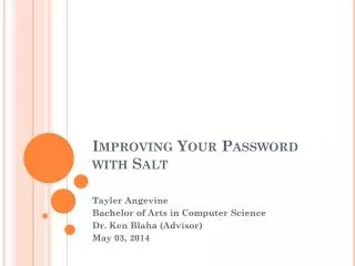 Improving Your Password with Salt