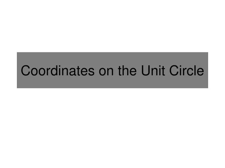 coordinates on the unit circle