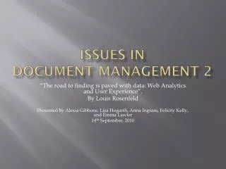 Issues in Document Management 2