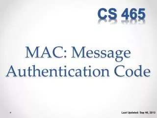 MAC: Message Authentication Code