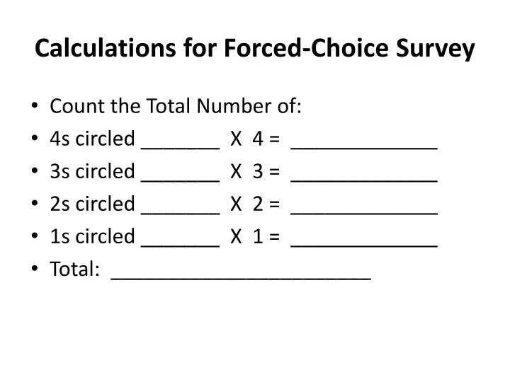 calculations for forced choice survey