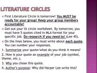 Literature circles