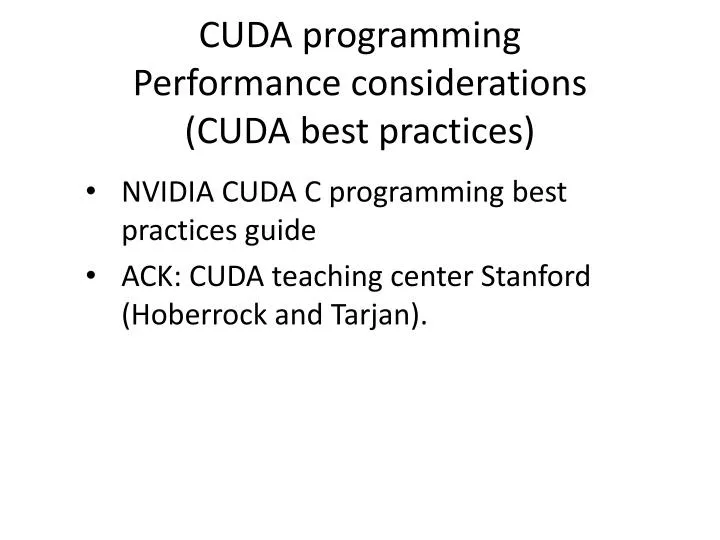 cuda programming performance considerations cuda best practices