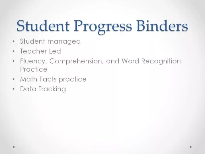 student progress binders
