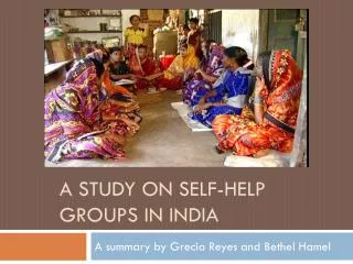 A Study on Self-Help Groups in India