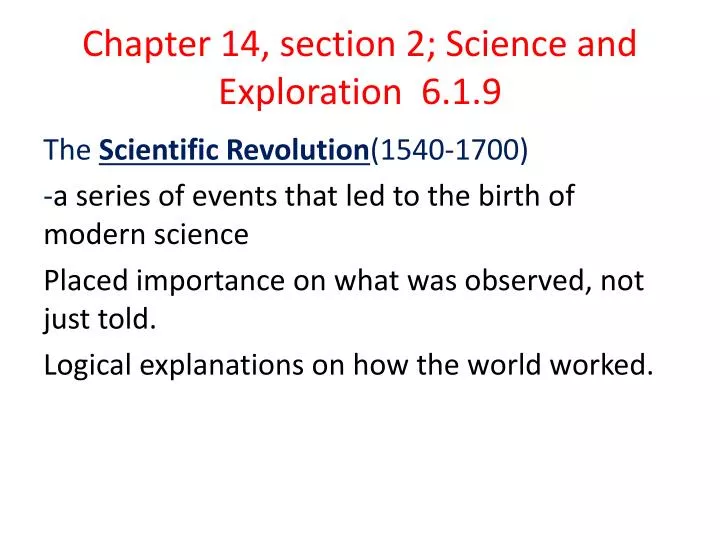 chapter 14 section 2 science and exploration 6 1 9