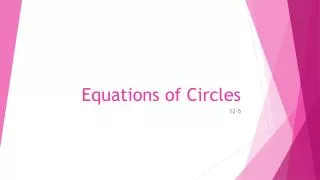 equations of circles