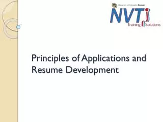 Principles of Applications and Resume Development