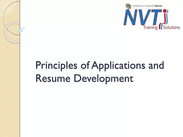 principles of applications and resume development