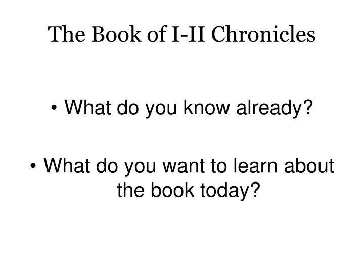the book of i ii chronicles