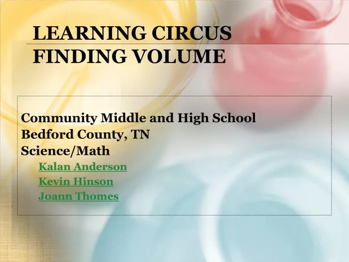learning circus finding volume