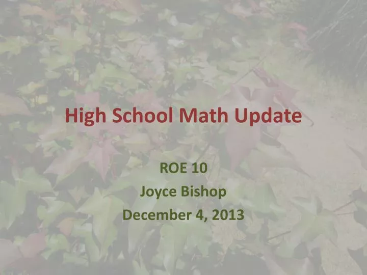 high school math update