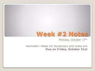 Week #2 Notes