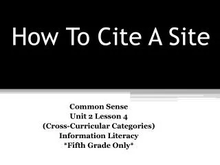 How To Cite A Site