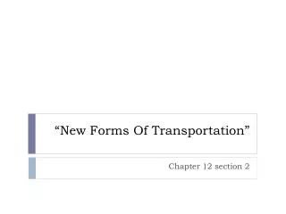 new forms of transportation