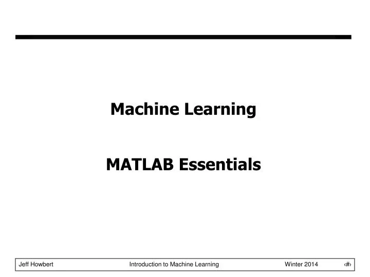 machine learning matlab essentials