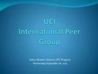 UCI International Peer Group