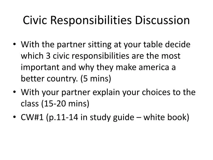 civic responsibilities discussion