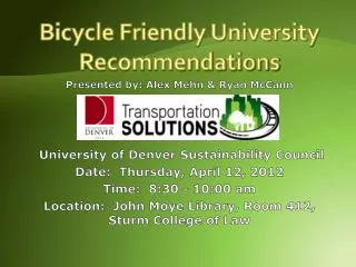 Bicycle Friendly University Recommendations