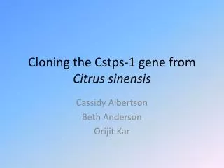 Cloning the Cstps-1 gene from Citrus sinensis