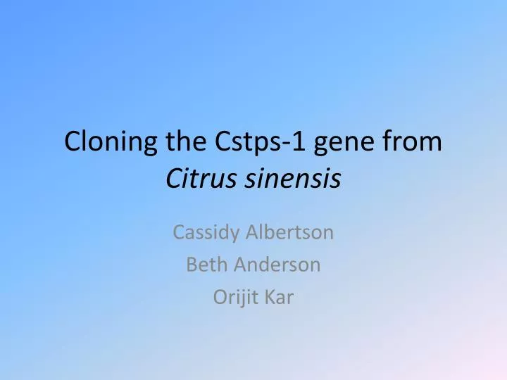 cloning the cstps 1 gene from citrus sinensis