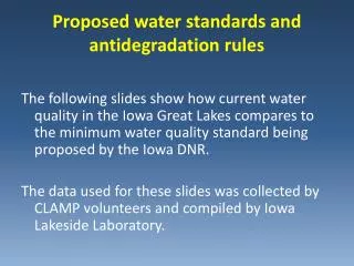 Proposed water standards and antidegradation rules