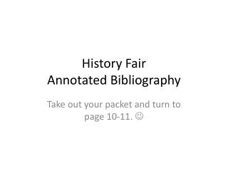 History Fair Annotated Bibliography