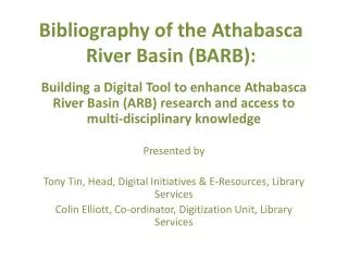 Bibliography of the Athabasca River Basin (BARB):