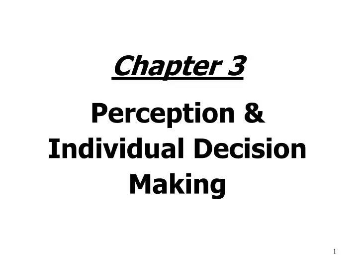 chapter 3 perception individual decision making