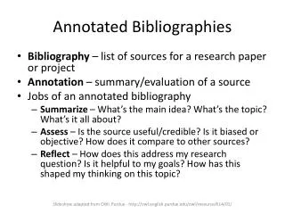 Annotated Bibliographies