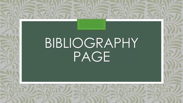 bibliography page