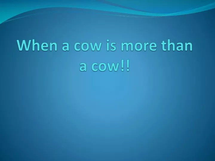 when a cow is more than a cow