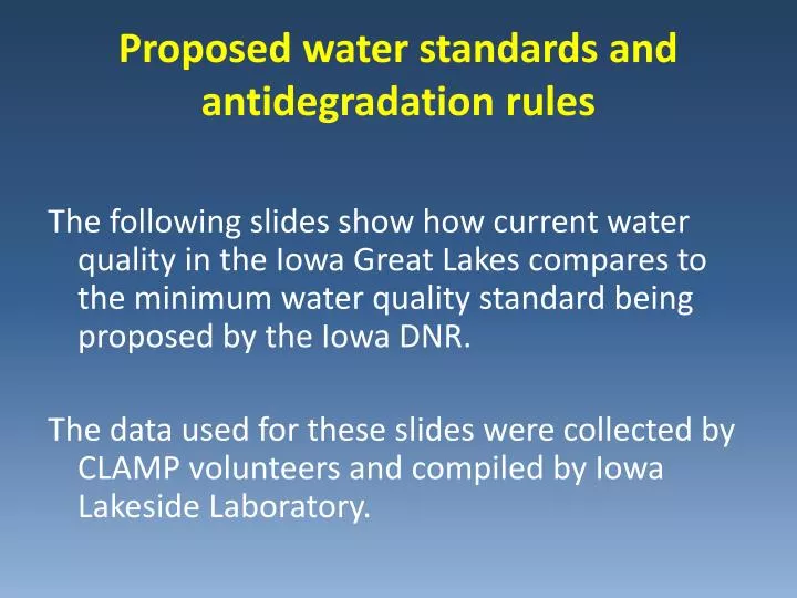 proposed water standards and antidegradation rules
