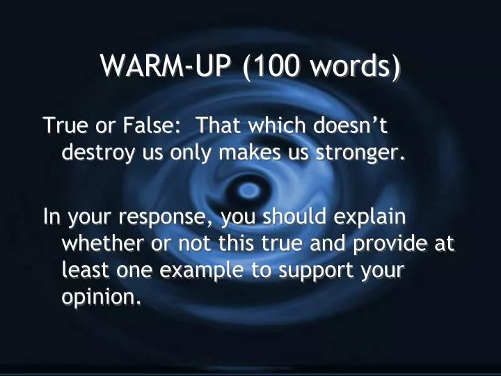 warm up 100 words