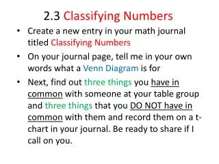 2.3 Classifying Numbers