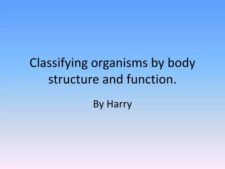 classifying organisms by body structure and function