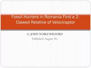 Fossil Hunters in Romania Find a 2-Clawed Relative of Velociraptor