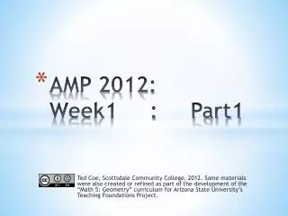 AMP 2012: Week1 : Part1