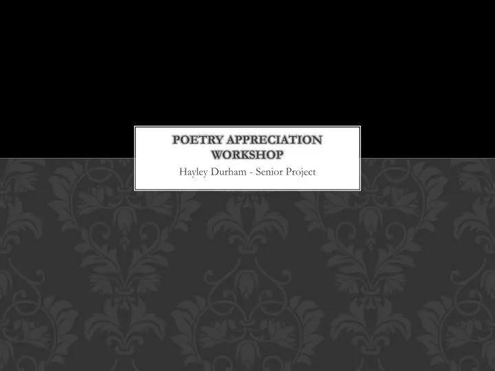 poetry appreciation workshop