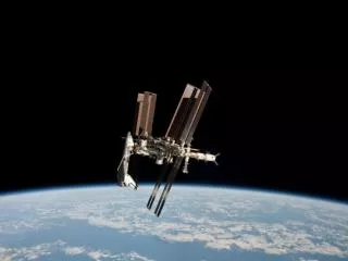 The International Space Station orbits at an altitude of 250miles