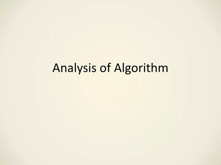 analysis of algorithm