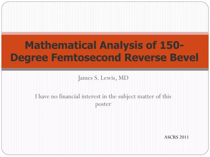 mathematical analysis of 150 degree femtosecond reverse bevel