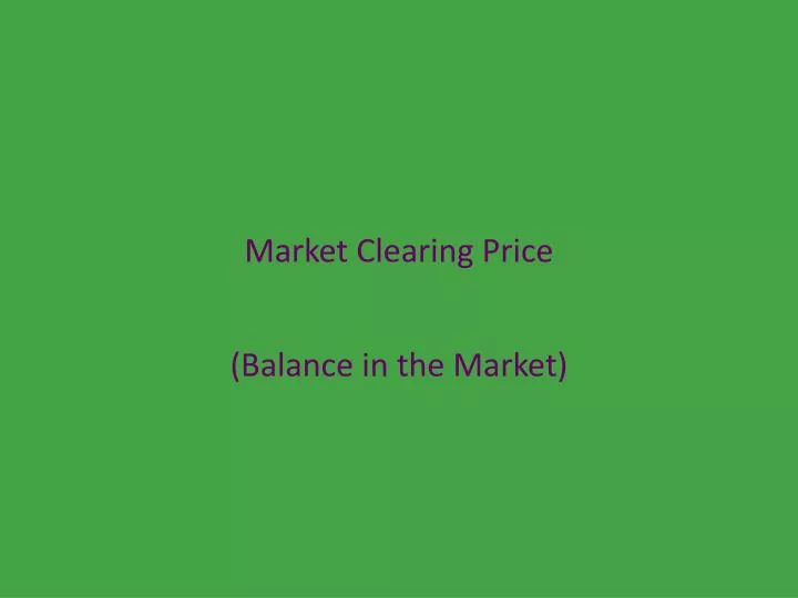 market clearing price