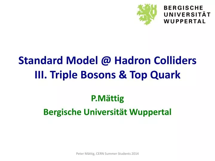 standard model @ hadron colliders iii triple bosons top quark