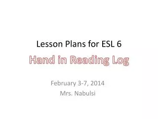 Lesson Plans for ESL 6