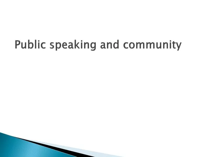 public speaking and community