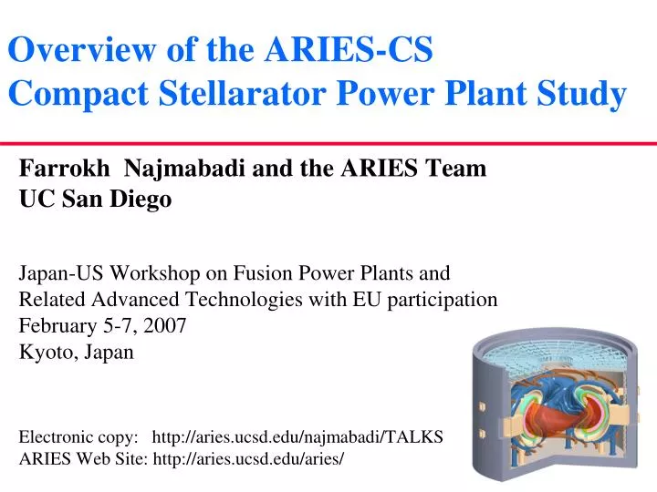 overview of the aries cs compact stellarator power plant study